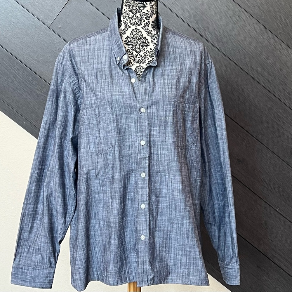 Van Heusen XXL Men's Denim Feel-Color Button Down NWOT‎ Modern Casual